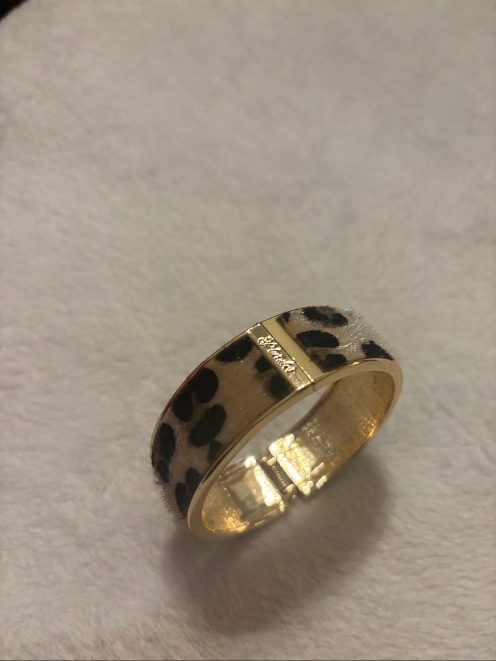 Plunder Gold Leopard Haircalf Hinged Bangle